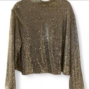 H&M Gold Sequin Long Sleeve Top